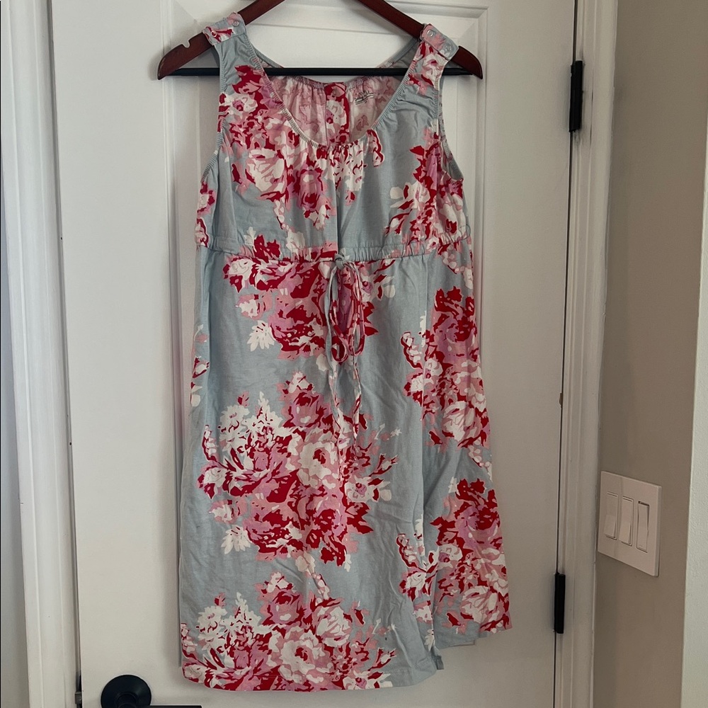Baby Be Mine Light Blue Floral Tie-Waist Dress